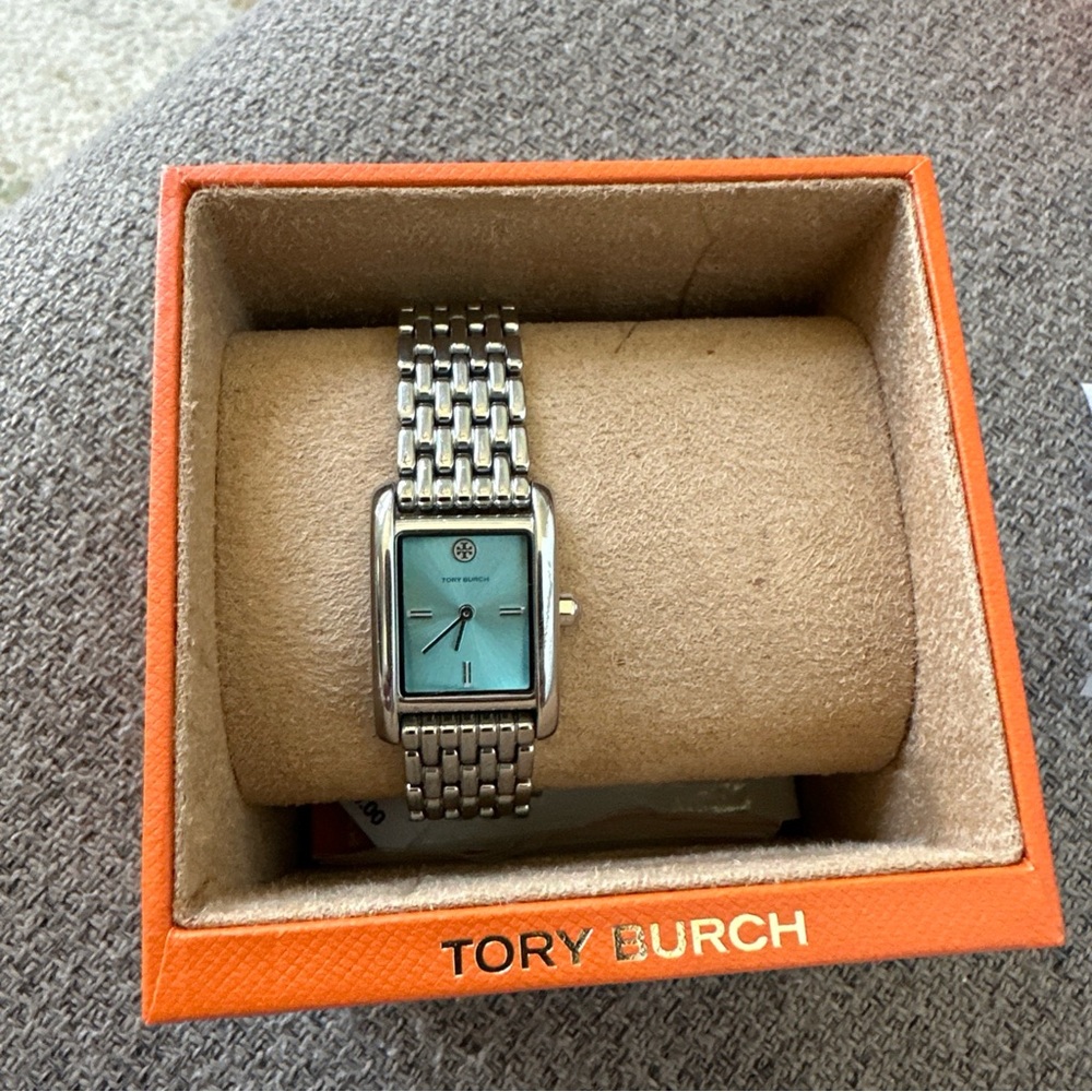 Tory Burch Silver Logo Chain Bracelet